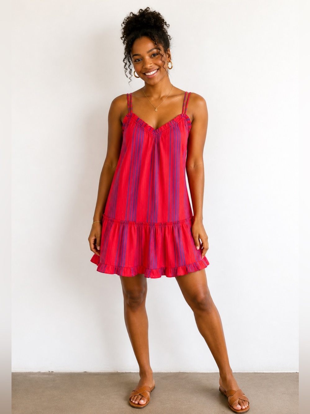 Universal Thread Vibrant‎ Red and Purple Striped Top